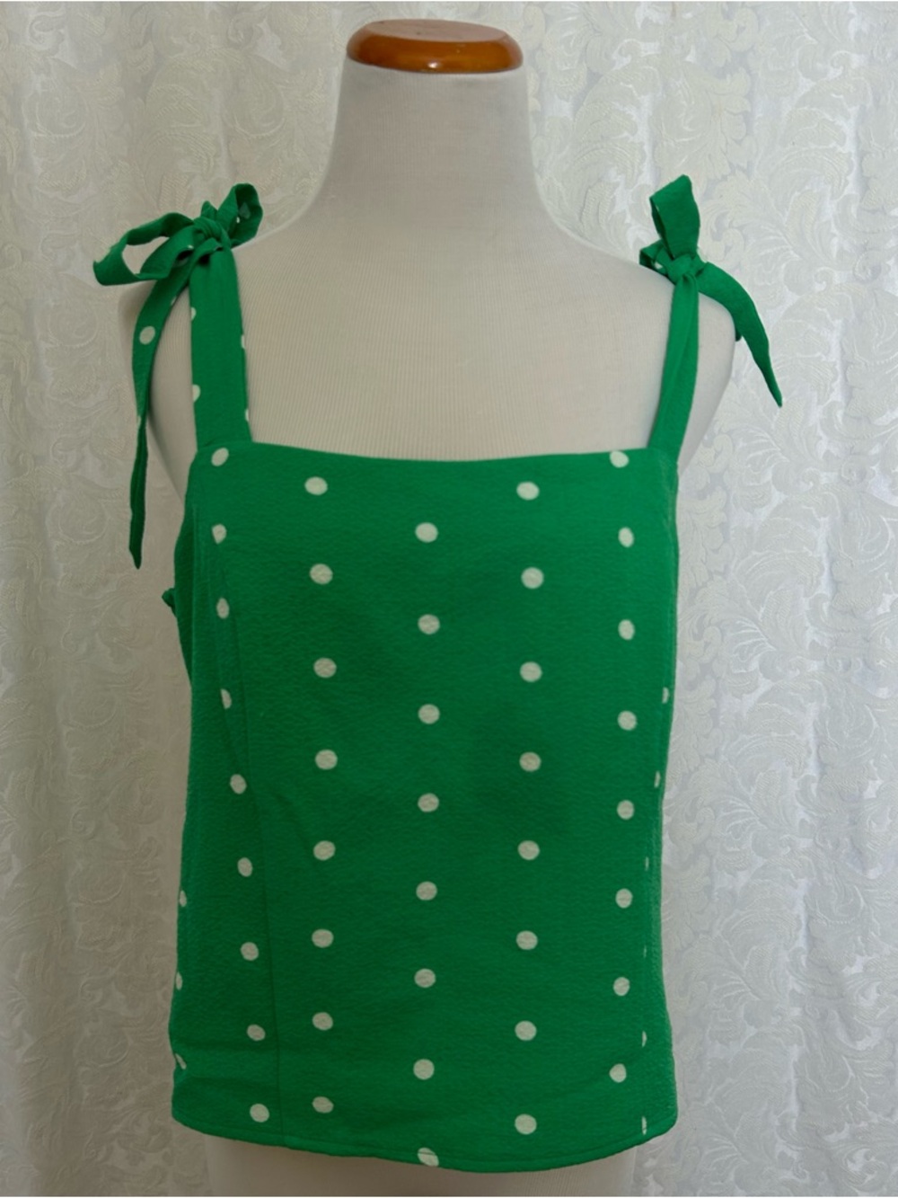 Old Navy Green Polka Dot Tie-Shoulder Cami
